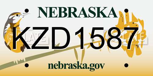 KZD1587 Nebraska License Plate