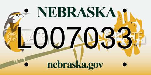 L007033 Nebraska License Plate