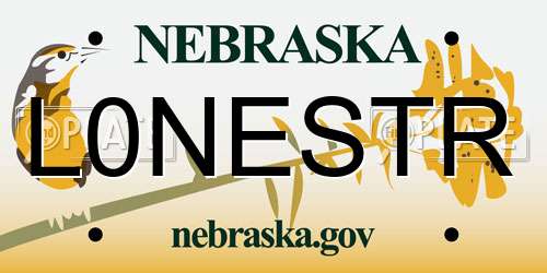 L0NESTR Nebraska License Plate