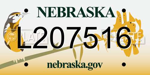 L207516 Nebraska License Plate