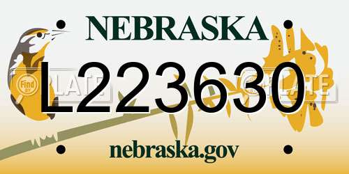 L223630 Nebraska License Plate
