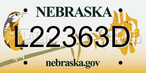 L22363D Nebraska License Plate