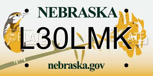 L30LMK Nebraska License Plate