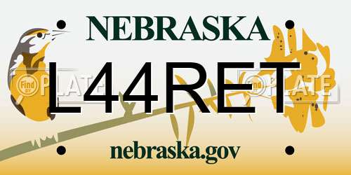 L44RET Nebraska License Plate