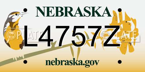 L4757Z Nebraska License Plate