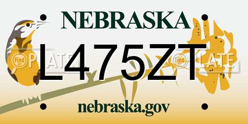L475ZT Nebraska License Plate
