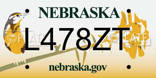 L478ZT Nebraska License Plate