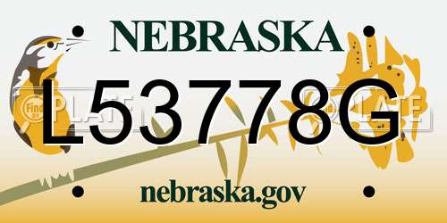 L53778G Nebraska License Plate