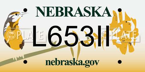 L653II Nebraska License Plate