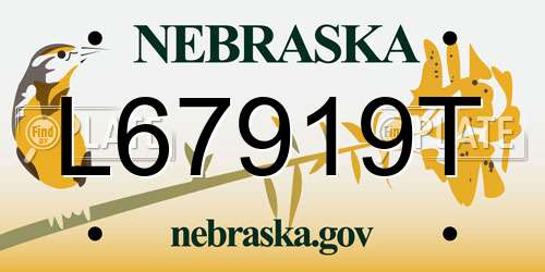 L67919T Nebraska License Plate