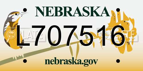 L707516 Nebraska License Plate