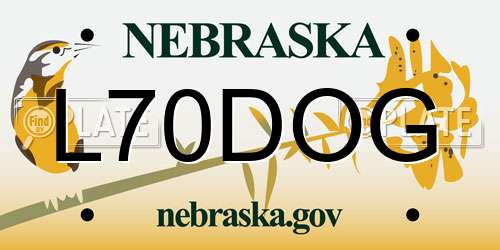 L70DOG Nebraska License Plate