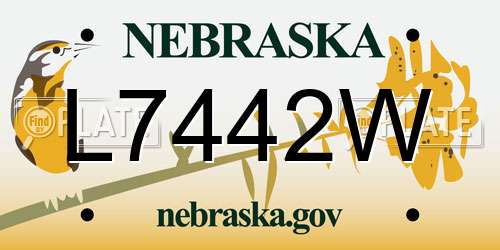 L7442W Nebraska License Plate