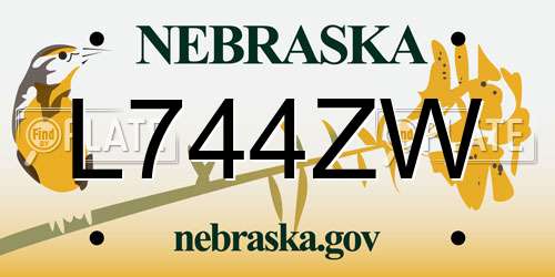 L744ZW Nebraska License Plate