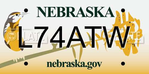L74ATW Nebraska License Plate