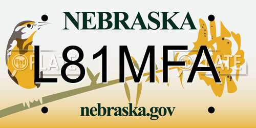 L81MFA Nebraska License Plate