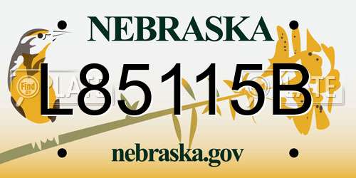 L85115B Nebraska License Plate
