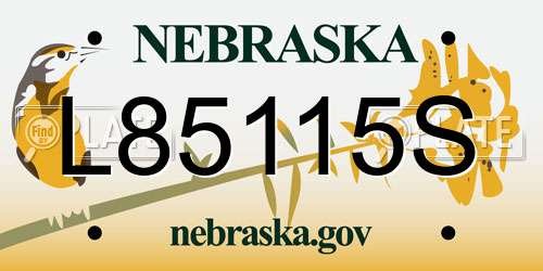L85115S Nebraska License Plate