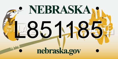 L851185 Nebraska License Plate