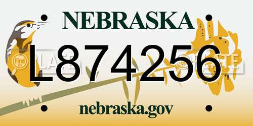 L874256 Nebraska License Plate