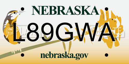 L89GWA Nebraska License Plate