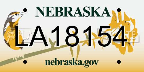 LA18154 Nebraska License Plate