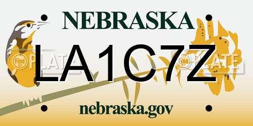 LA1C7Z Nebraska License Plate