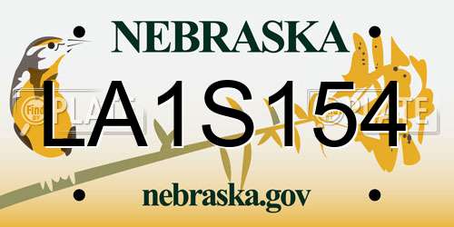 LA1S154 Nebraska License Plate