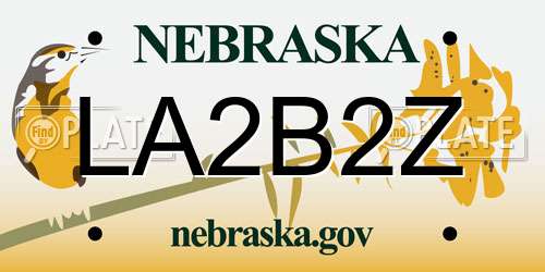 LA2B2Z Nebraska License Plate