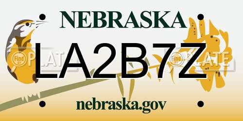 LA2B7Z Nebraska License Plate