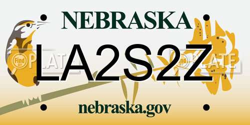 LA2S2Z Nebraska License Plate
