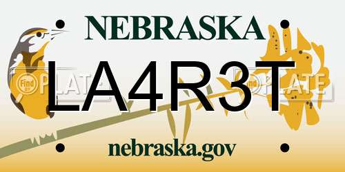 LA4R3T Nebraska License Plate
