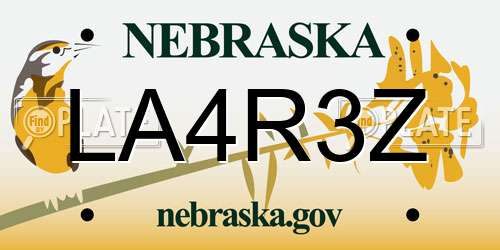 LA4R3Z Nebraska License Plate