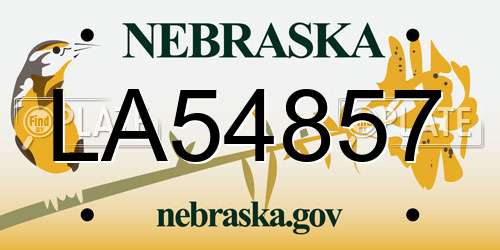 LA54857 Nebraska License Plate