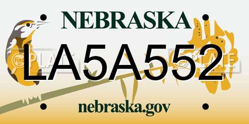 LA5A552 Nebraska License Plate
