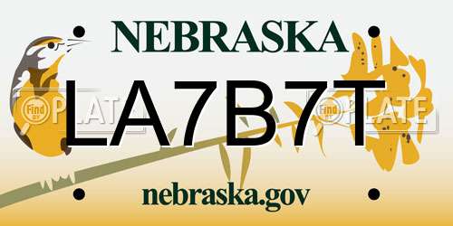 LA7B7T Nebraska License Plate
