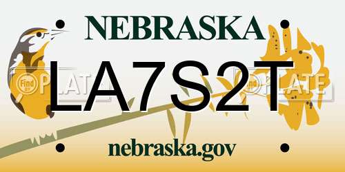 LA7S2T Nebraska License Plate