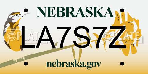 LA7S7Z Nebraska License Plate