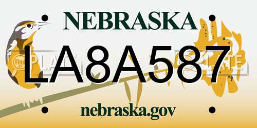 LA8A587 Nebraska License Plate