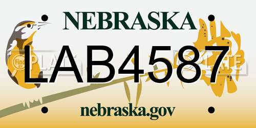 LAB4587 Nebraska License Plate