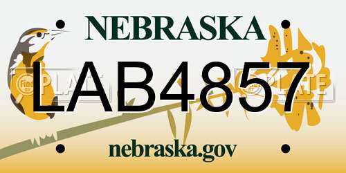 LAB4857 Nebraska License Plate