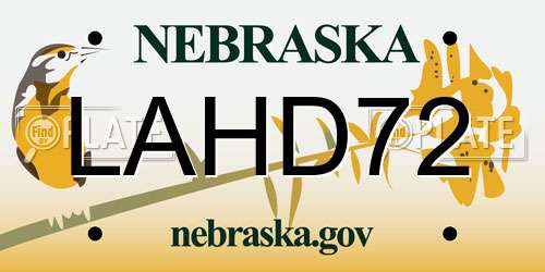 LAHD72 Nebraska License Plate