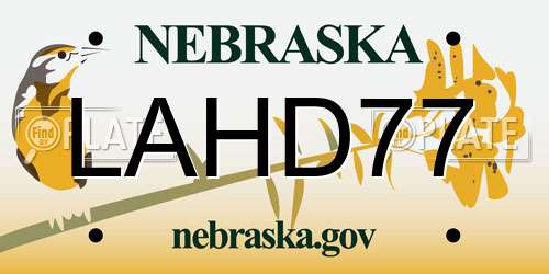 LAHD77 Nebraska License Plate