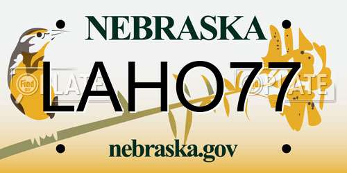 LAHO77 Nebraska License Plate