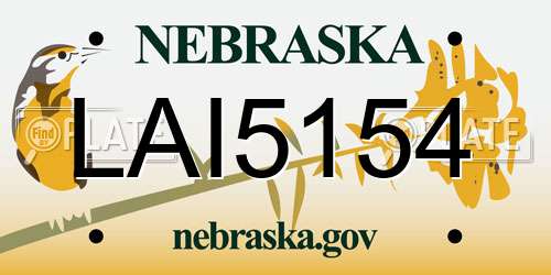 LAI5154 Nebraska License Plate