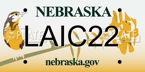 LAIC22 Nebraska License Plate