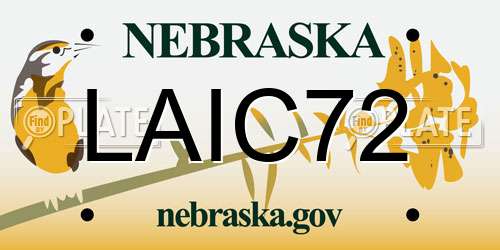 LAIC72 Nebraska License Plate