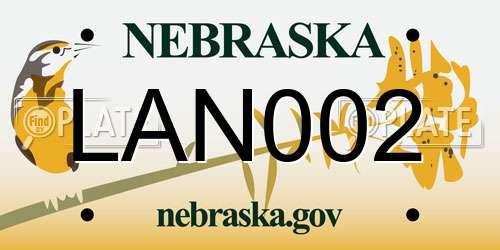 LAN002 Nebraska License Plate