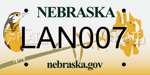 LAN007 Nebraska License Plate