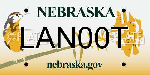 LAN00T Nebraska License Plate